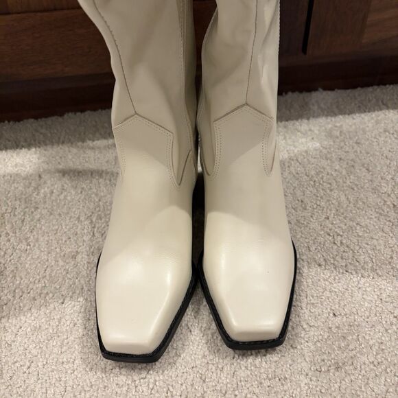 New Vince Camuto Women's Sangeti Wide Calf (XC) Boot Ivory Leather size 7 Wide - Picture 4 of 12